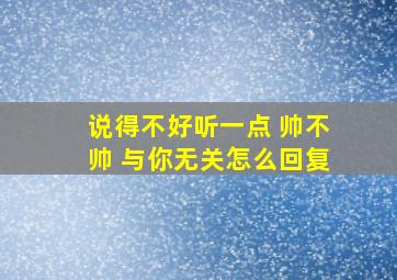 说得不好听一点 帅不帅 与你无关怎么回复